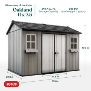 Keter Oakland 11’ X 7.5′ Customizable Outdoor Resin Storage Shed